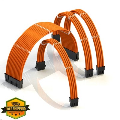 LINKUP 30cm PSU Cable Extension Orange 4-Pack