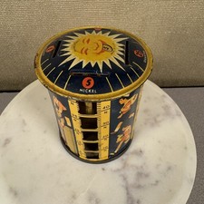 Vintage 1938 Tin Litho Kriegsfeld Kid's Rotary Coin Sorter Bank no key