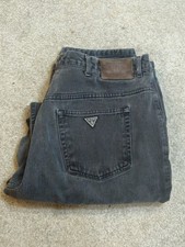 40x32 Vintage Guess Jeans Men's Pascal Loose Fit Tapered Leg Black Faded