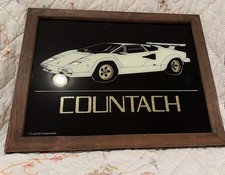 Vintage Graphic Creations Inc. Lamborghini Countach Framed Glass Mirror Art