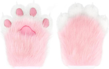 Faux Fur Plush Furry Cat Claw Gloves Fursuit Animal Fox Paws Mittens Halloween C