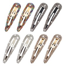 8PCS Rhinestone Hair Clips, Water Drop Crystal Hair Barrettes, Bling Metal Sn...
