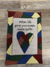 Quilt Saying Wall Hanging Patchwork Heart Tapestry Home Decor With Hanger