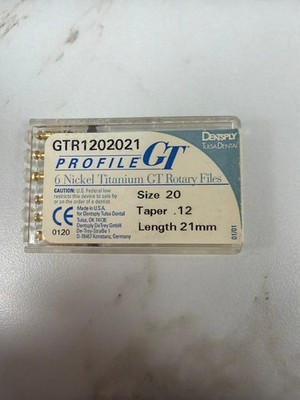Dentsply Tulsa ProFile GT NiTi Rotary Files - .12 Taper - Size 20 & 90 (6 Files)