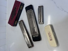 Vintage Harmonica Lot Of 5 Brohm And Hohner  s Super Chromonic Marine And More