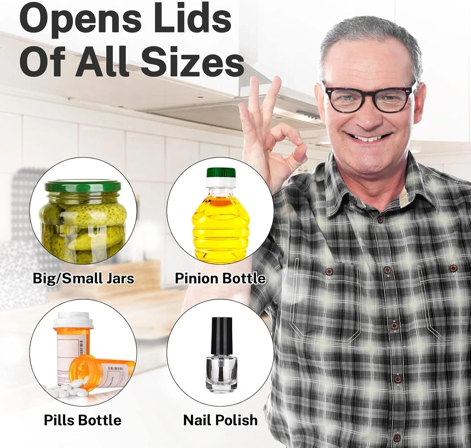 Jar Opener for w/ Arthritis Weak Hands Seniors Under Cabinet Lid Opener