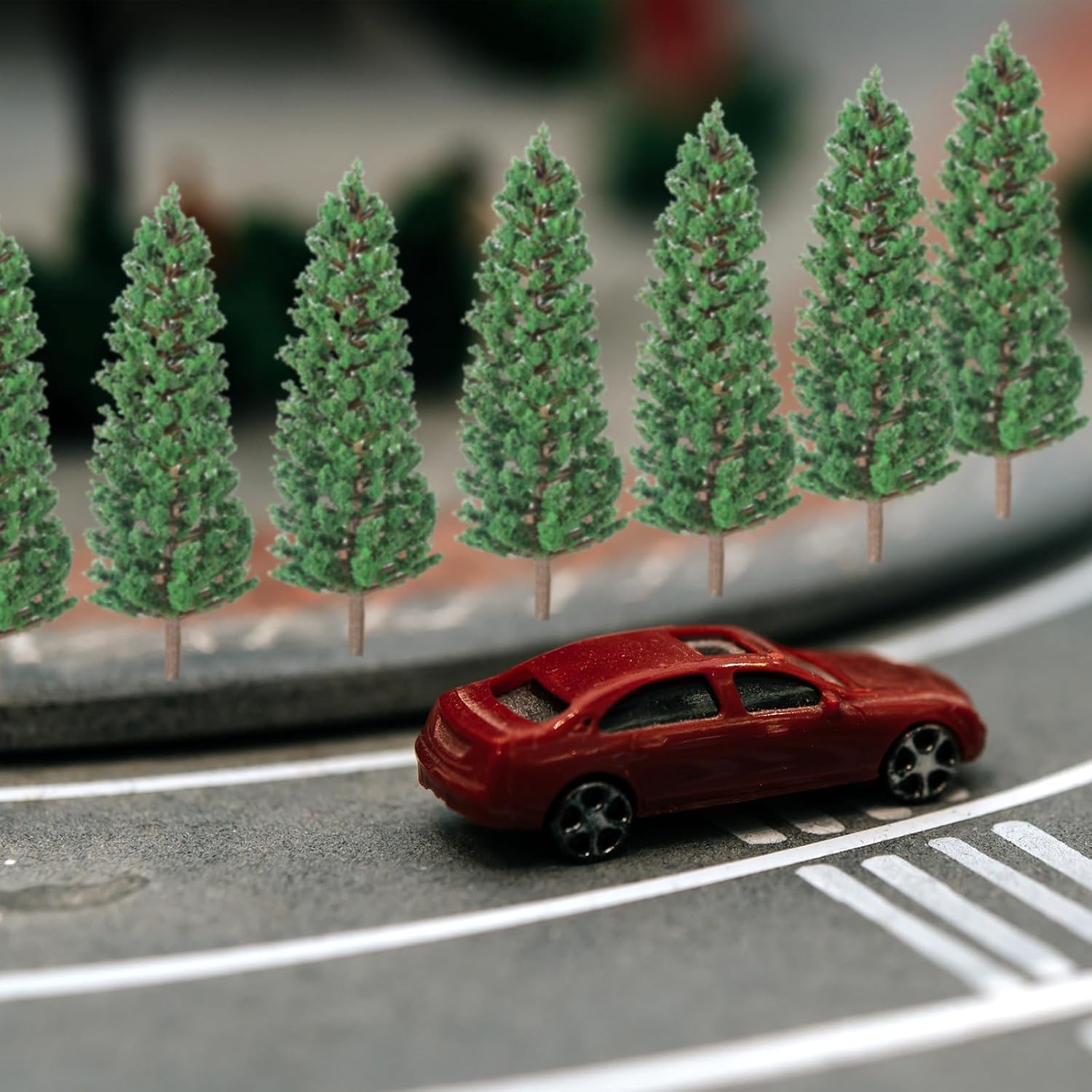 16 Pcs Model Pine Trees, 1.4-6.3 Inch Mixed Miniature Trees Diorama Green 