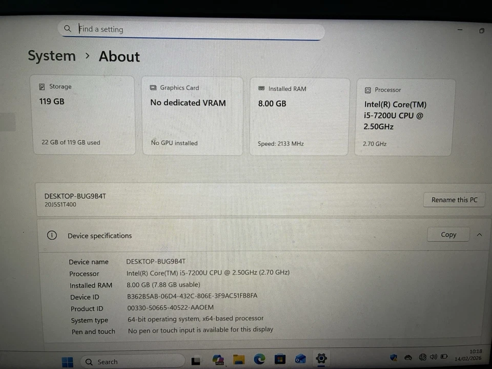 Lenovo ThinkPad L470 · i5-7200U · 8GB · 122GB, photo 2 of 3