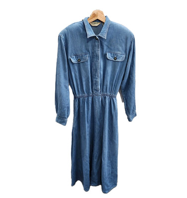 Vintage Ll Bean Denim Dress House Dress Blue Button 90s Long Sleeve Cotton Midi | eBay Vintage Ll Bean Denim Dress House Dress Blue Button 90s Long Sleeve Cotton Midi | eBay