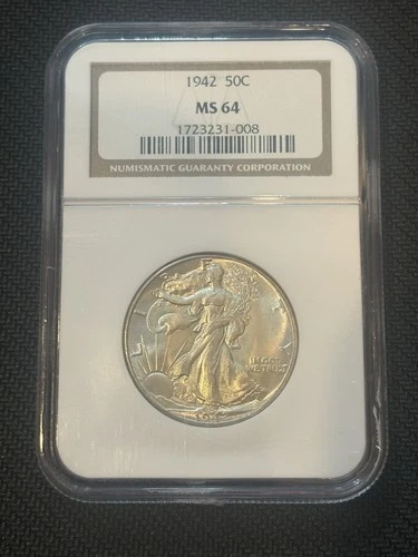 1942 Walking Liberty Silver Half Dollar – NGC Certified MS 64 Coin