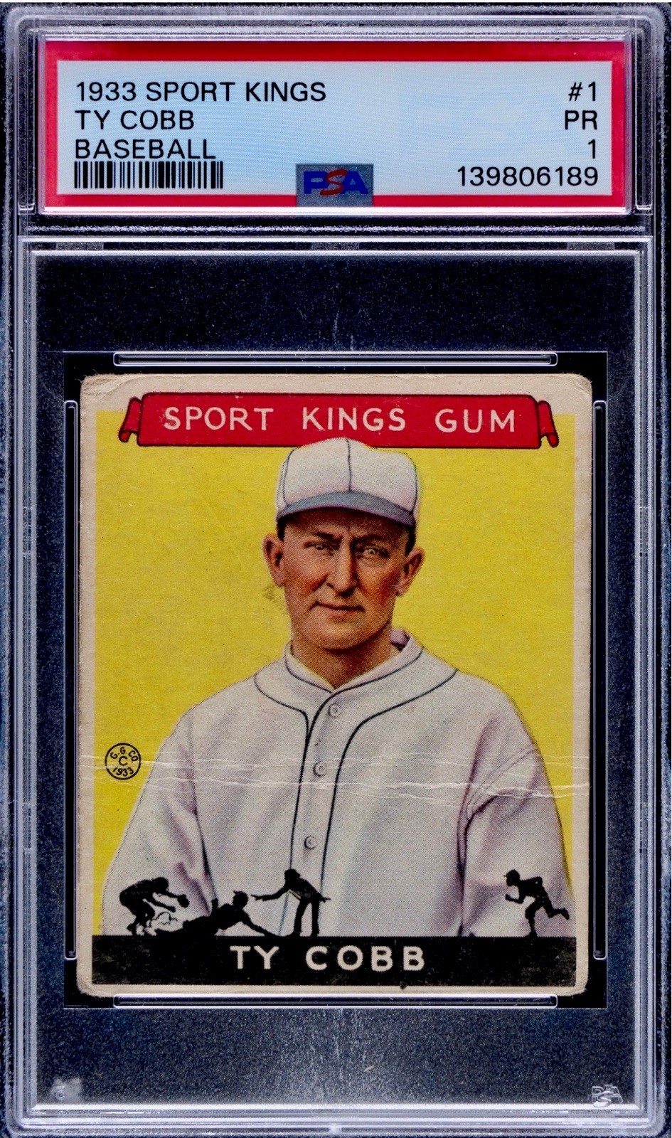 1933 GOUDEY GUM SPORT KINGS #1 TY COBB PSA 1 Beautiful Vintage Colors Bold Front