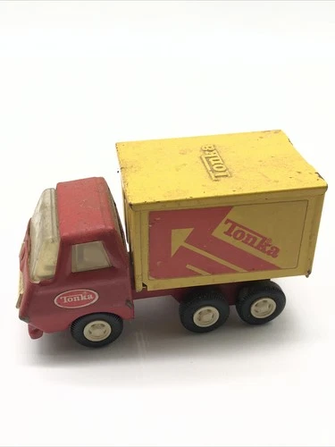 Tonka Vintage Mini Delivery Box Dump Truck 5” Length Pressed Steel Moving Parts