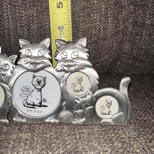 Bilderrahmen Katze Kätzchen Motiv Zinn Silber hält 4 Fotos Collage  - Bild 5 von 7