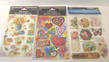 3 Packages Of Autocollants Stickers 32ct. Floral Butterfly Hearts by Jot New