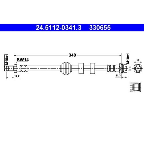 1X Bremsschlauch ATE 24.5112-0341.3 Passend FüR Ford-image