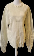 Vintage LORD JEFF Basket Weave Knit Fisherman Sweater 100 Fine Cotton USA XL
