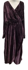 Twist Tango Lilja Velvet Wrap Midi Dress Deep Purple M Glam Whimsygoth Feminine