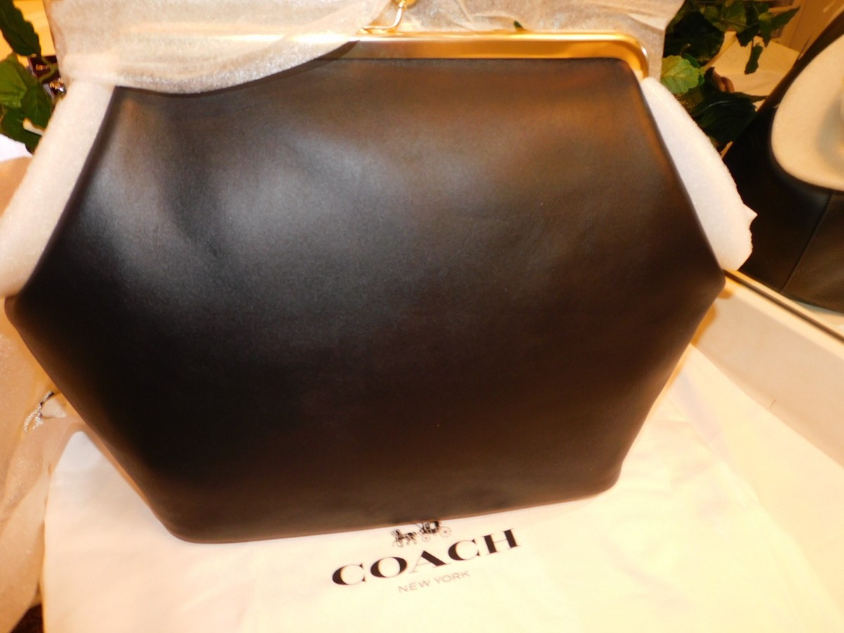 COACH CBR51 LARGE OVERSIZED KISSLOCK SHOULDER CLUTCH BAG IN BLACK