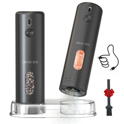 Rechargeable Electric Salt and Pepper Grinder Set with Base, Automatic Pepper...