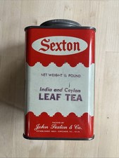 Vintage Sexton: India And Ceylon Leaf Tea Tin - 1/2 Lb - Chicago IL - Empty