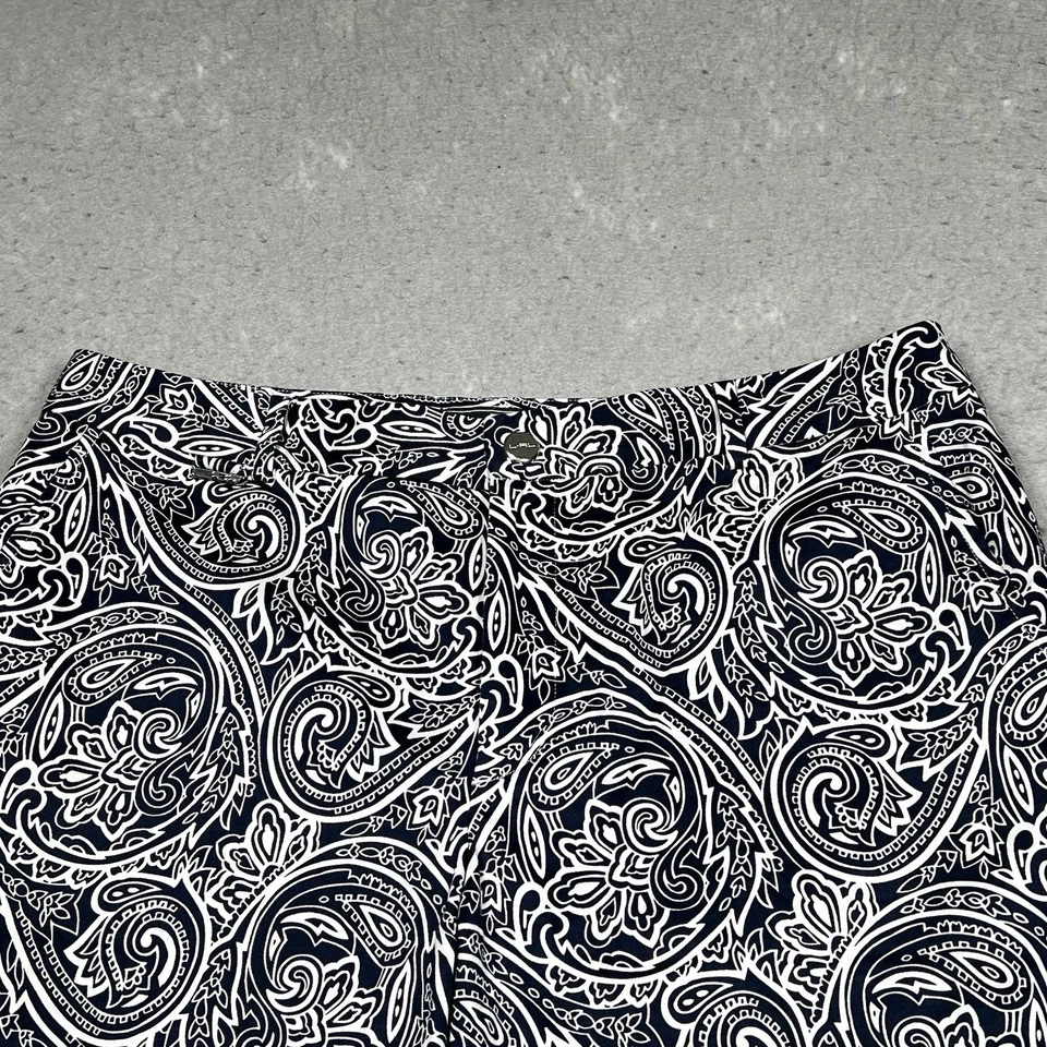 Lauren Ralph Lauren 短裤女式 12 海军蓝白色佩斯利花卉内缝 11.5 英寸 — 第 2/4 张图片