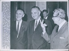 1965 Lyndon Johnson Everett Dirksen Wa Mike Mansfield Political Wirephoto 7x9