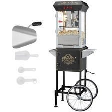VEVOR✅Popcorn Maker with Cart,850W Popcorn Popper Machine,8 Oz Kettle Makes 48 C