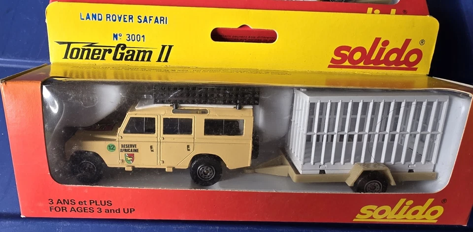 Lot Of 4 Vintage Solido 3001 Land Rover Safari With White Cage Trailer In Box - Image 2 of 3