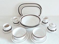 Vintage Geschirr J. Seltmann Vohenstrauß Braunband Silberrand Relief 60er Jahre