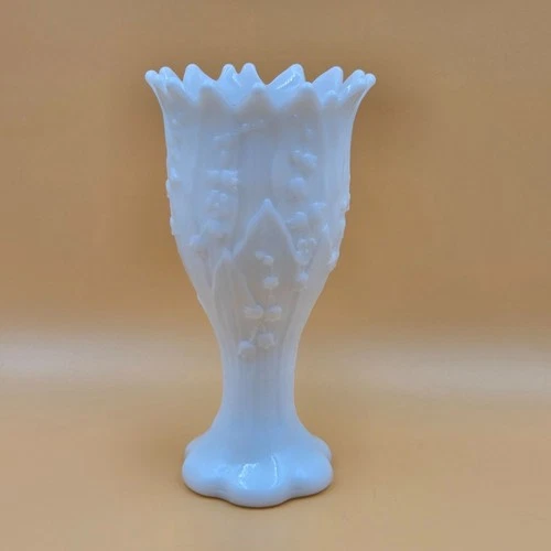 Westmoreland Lily of the Valley Milk Glass Vase Vintage Floral Pattern