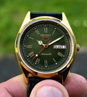 Vintage Seiko 5 Sports Green Dial 6309A Automatic Refurbished Gold Case