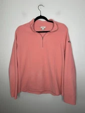 L.L. Bean Jacket Pink Fleece 1/4 Zip Pullover Lightweight Women's Size Large