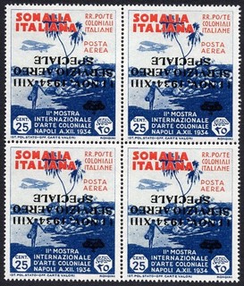 ITALIAN SOMALIA 1934 Servizio Aereo INVERTED OP B/4 Reproduction Stamp sv