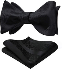 HISDERN Bow Ties for Men Paisley Bowties Mens Self Tie Bow Tie and Pocket Square