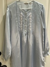 Vintage Ashley Taylor Long Sleeve Blue Nightgown Polyester Lace 1980 s Medium