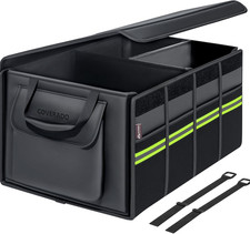 Coverado Kofferraum-Organizer -Nappaleder Auto Kofferraumtasche Mit Deckel, 70L 