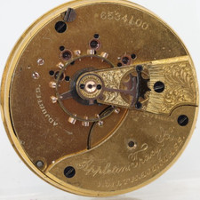 WALTHAM 18s 15j 6534100 APPLETON TRACY  CO. GRADE POCKET WATCH MOVEMENT M1 