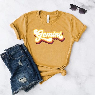 Gemini Zodiac Comfort Tee Retro Style Astrology Horoscope Birthday Gift