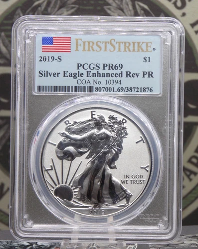 2019 "S" ENHANCED Reverse PROOF American SILVER Eagle $1 PCGS PR69 #876 ECC&C