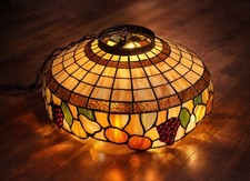 Vintage Stained Glass Grape Lamp Shade Tiffany Style Pendant Light
