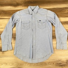 Vintage Wrangler Mens Western Snap Shirt Chambray Regular Fit 16-35 Long Tail L