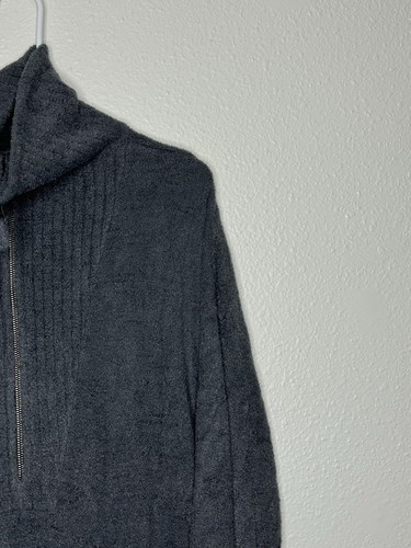 EUC Barefoot Dreams CozyChic Lite 1X Rib Half Zip Tunic Lounge Sweater Soft Gray - Picture 3 of 20