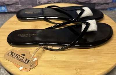 Project Cloud Patented Black Memory Foam Flip Flops Women s Size 8
