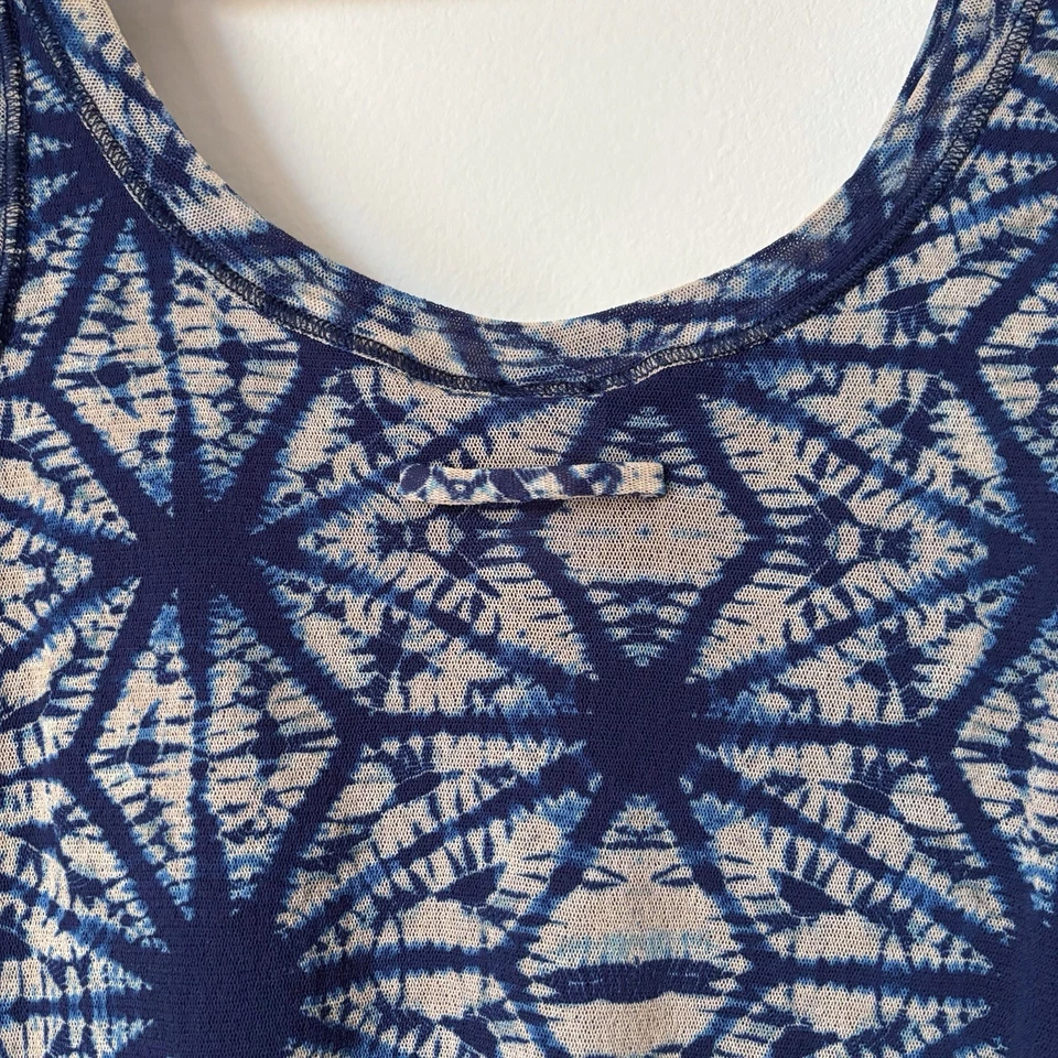 Camiseta sin mangas Jean Paul Gaultier Soleil vintage de malla grande azul estampado geométrico Foto 4 de 4