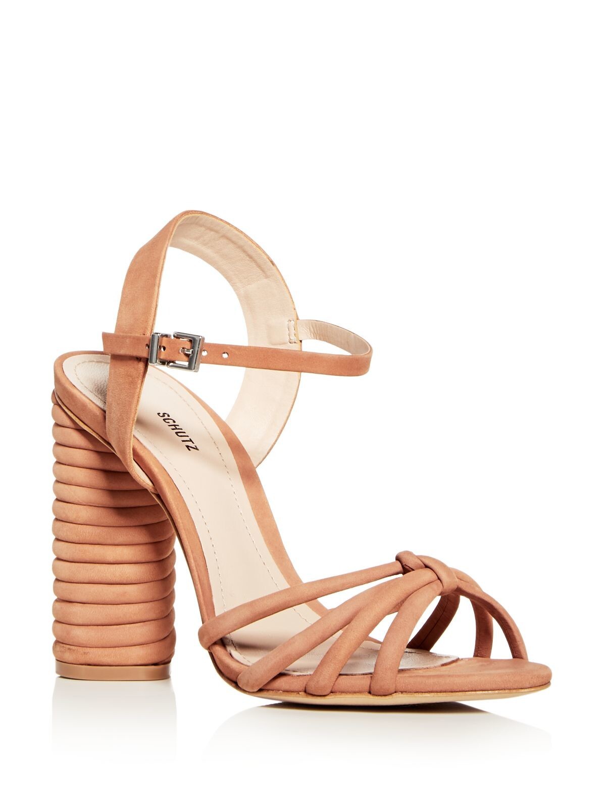 SCHUTZ Womens Beige Tubular Toe-Straps Column Heel Paolla Leather Sandals 10 B 11090₽