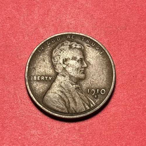 (1) Beautiful Antique 1910-S Lincoln Wheat Cent/Penny CHOICE F-FINE BETTER DATE
