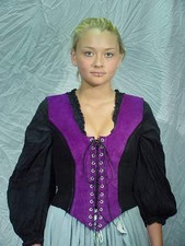 BUTW Black Purple Leather Suede bodice sz10Long 1689B