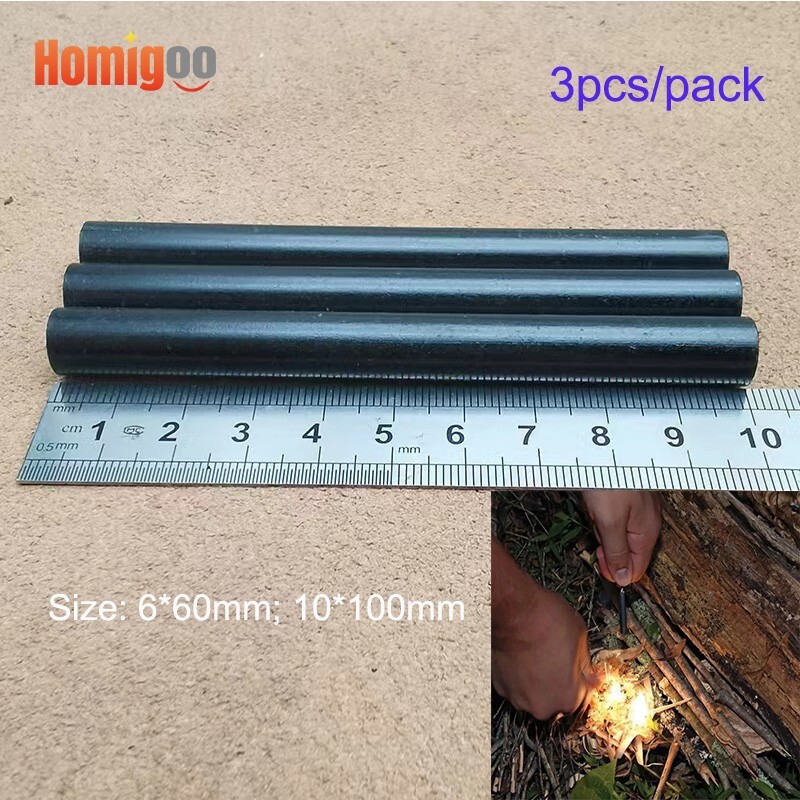 3PCS Steel Striker Kit Camping Flint Fire Starter Primitive Starter BBQ Light
