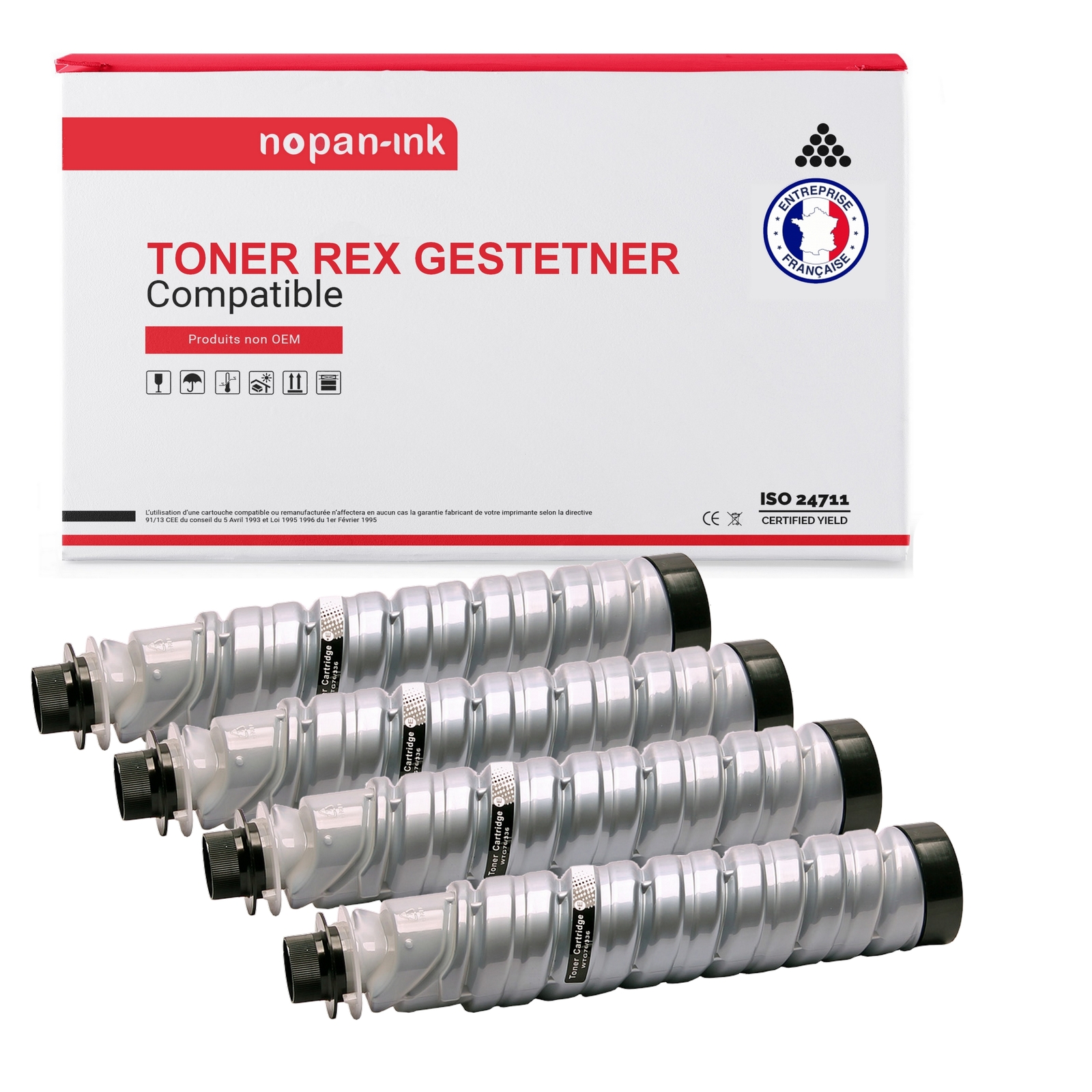 Toner Type 1230D compatible GESTETNER noir pack de 4 consommables d'impression NOPAN-INK