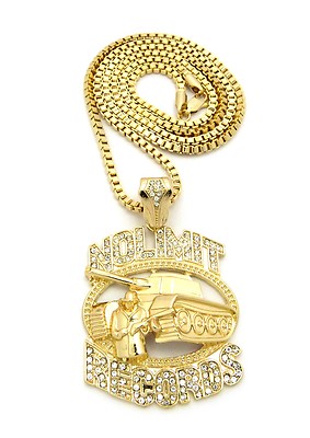 Hip Hop Gold NO LIMIT RECORD Pendant & 24" NO LIMIT Herringbone Chain Necklace E - Foto 12